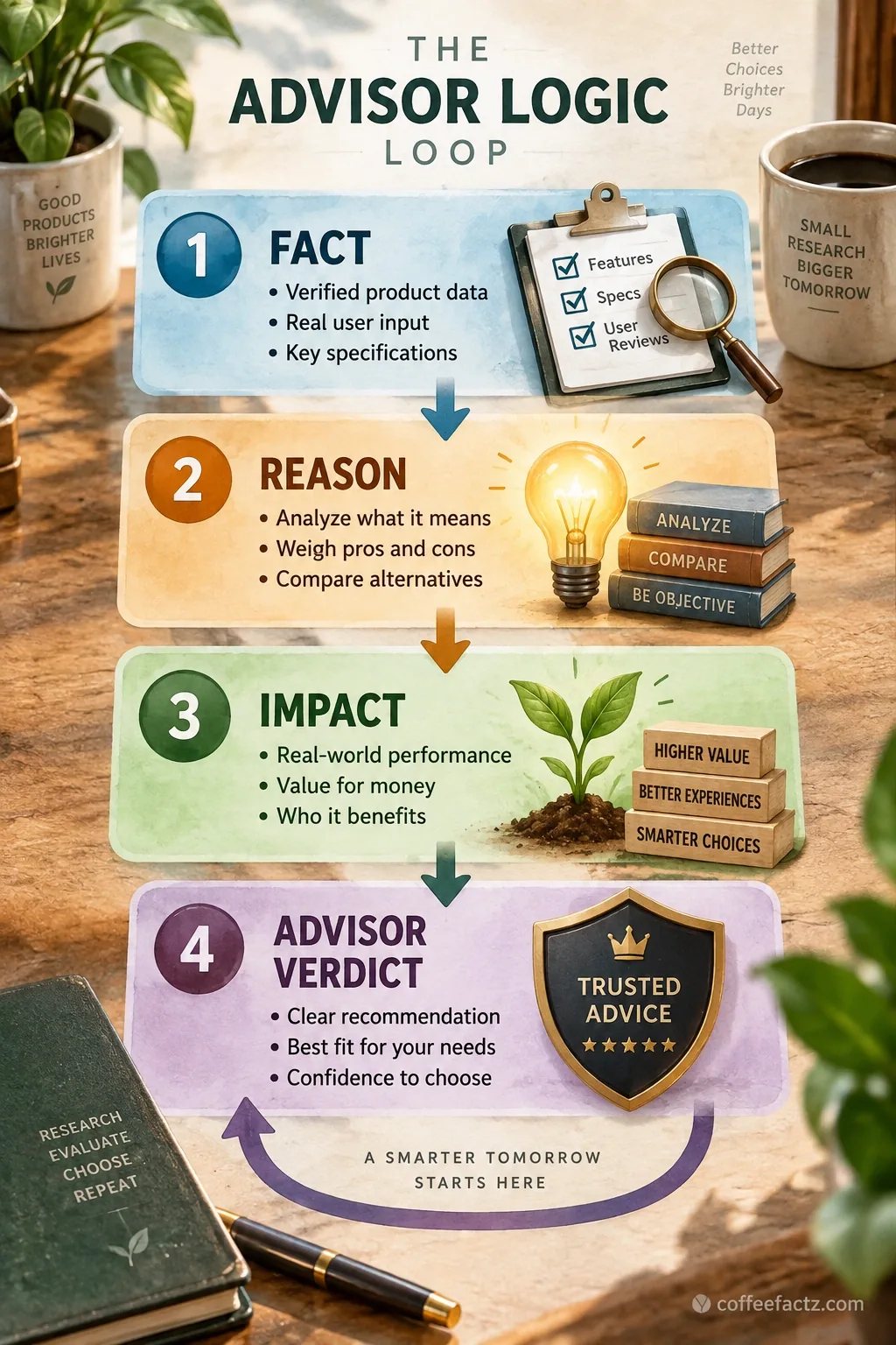 The 9 Best Small Coffee Makers: Compact Picks That Actually Fit Your Counter and Your Cup 18 Infographic mapping the Fact, Reason, Impact, and Advisor Verdict logic loop for product evaluation and buyer friction.